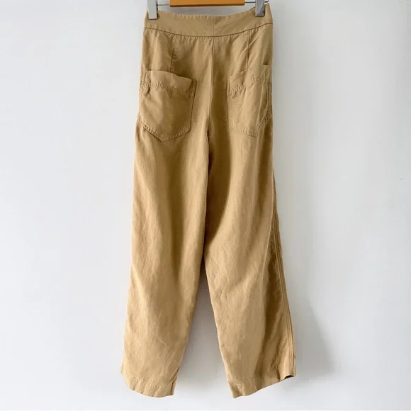 Massimo Dutti Linen Lyocell Cropped Pants High Rise Beige XS Size US 2 - Picture 8 of 10